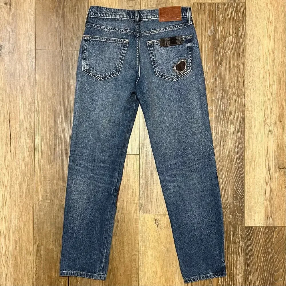 Lucky Brand Lucky Legend Womens Boy Mid Rise Jeans Straight 24R Patchwork Boho - Picture 7 of 11